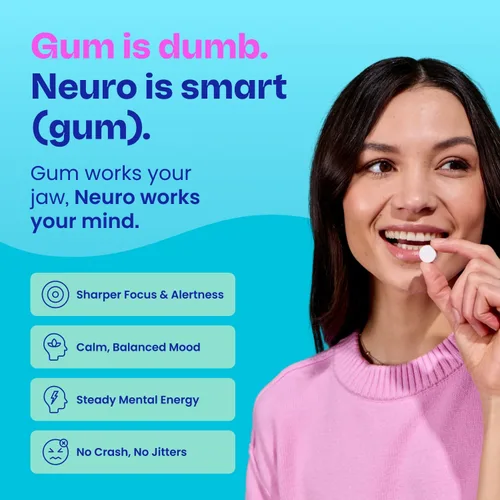 Vista 2 de NeuroGum Paquete Energy & Sleep – Goma de mascar Energy & Focus (menta, 90 unidades) + mentas melatonina para dormir y recargar