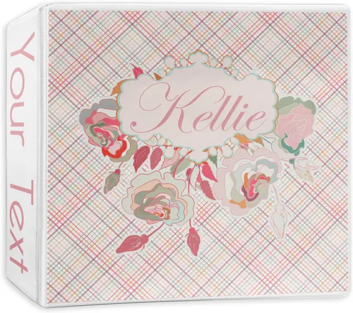 Vista 5 de Carpeta personalizada de 3 anillas moderna a cuadros y flores, 2 pulgadas
