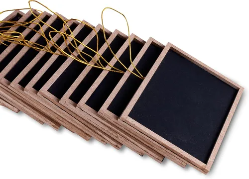 Vista 2 de Super Z Outlet Mini pizarra rectangular de tiza colgante con marco de madera de 3 x 4 pulgadas para artes y manualidades, numeración de mesa