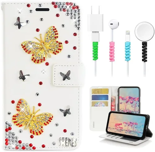 Vista 12 de Bling - Funda para teléfono móvil compatible con Samsung Galaxy S21 Ultra Case - Elegante - 3D hecha a mano libélula, con purpurina magnética