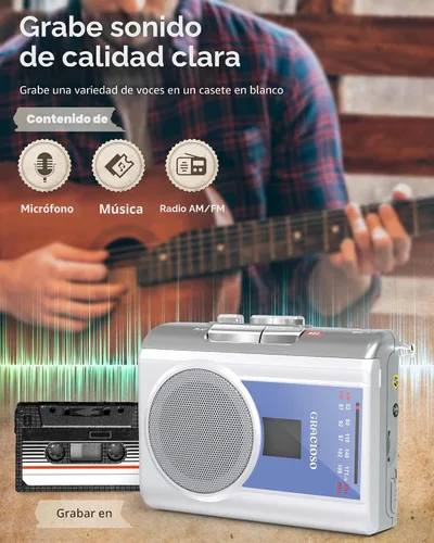 Vista 4 de Gracioso Pequeño reproductor de cinta de casete con AM FM alimentado por