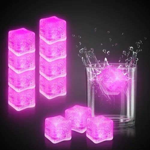 Vista 12 de Windy City Novelties Paquete de 12 cubos de hielo LED azules con 6 modos de luz, innovador botón de encendido/apagado, perfectos para fiestas