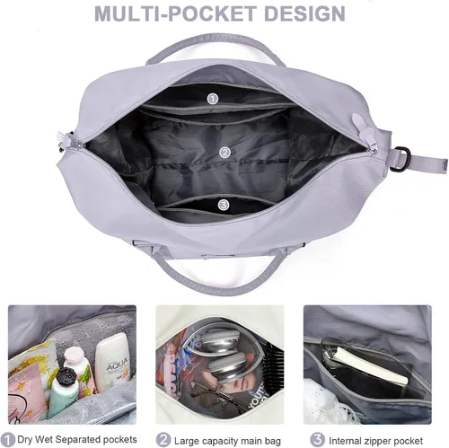 Vista 6 de Bolsa de viaje para mujer, bolsa deportiva para gimnasio, C5-purple, Bolsa de lona