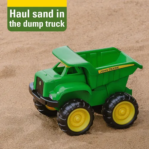 Vista 5 de TOMY - Juego de vehículos John Deere – Incluye camión volquete y tractor de juguete con cargador para caja de arena, juguetes para exteriores