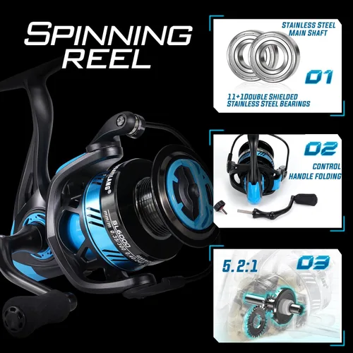 Vista 6 de Sougayilang Fishing Rod and Reel Combo, Stainless Steel Guides Fishing Pole with Spinning Reel Combo for Bass Fishing