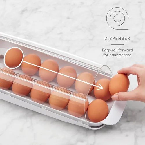 Vista 2 de YouCopia FridgeView - Soporte rodante para huevos, organizador de huevos apilable sin BPA con bandeja extraíble para almacenamiento