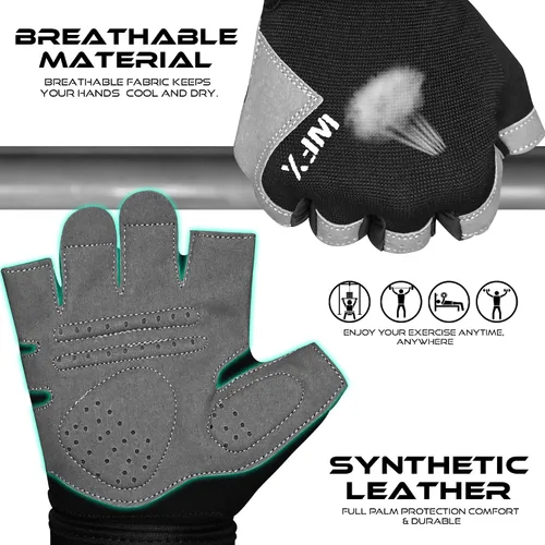 Vista 7 de WESTWOOD FOX Guantes de gimnasio para entrenamiento de fitness, antideslizantes, absorben los golpes, guantes de levantamiento de pesas, agarre