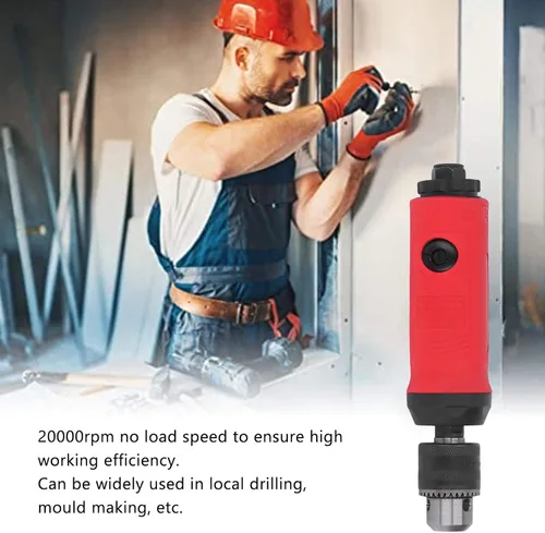 Vista 5 de Taladro neumático recto de 3/8 pulgadas, mini taladros de potencia neumática en línea Herramienta de taladro de aire recto 20000rpm Herramienta