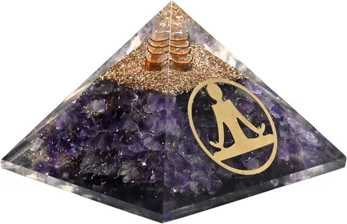 Vista 2 de Amazing Gemstone Pirámide de orgón de amatista para EMF y protección de energía negativa - Pirámide de cristal de amatista natural, Amatista