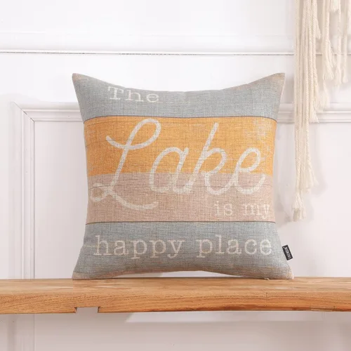Vista 9 de TRENDIN Fundas de almohada de 18 x 18 pulgadas con diseño de lago con diseño de granja para el hogar, funda de almohada decorativa para sofá
