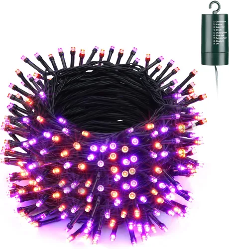 Vista 11 de Lyhope Luces de Navidad, 200 luces LED de 72 pies, 8 modos, funciona con pilas, impermeables, para exteriores e interiores, patio, césped, paisaje