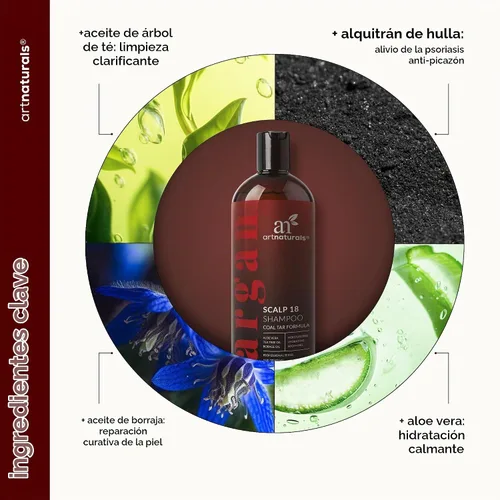 Vista 4 de Artnaturals Champú terapéutico de argán con alquitrán de carbón, 16 fl oz