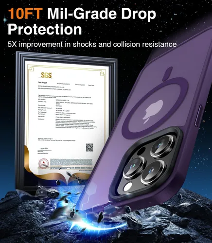 Vista 5 de Meifigno Magic Mag Series - Funda para iPhone 15 Pro Max, [protección de grado militar y compatible con MagSafe], parte trasera mate translúcida