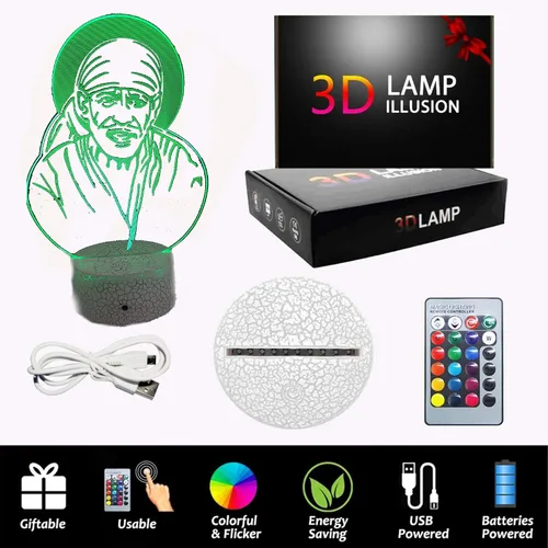 Vista 3 de RMOR Luz nocturna de ilusión 3D para Dios hindú, la mejor idea de regalo, Diwali para amigos y familia, decoración genial para el hogar, oficina