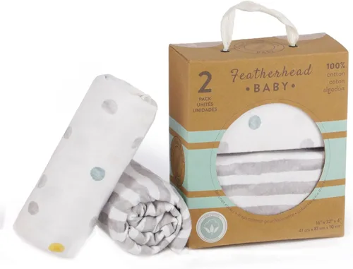 Vista 5 de Featherhead™ Paquete de 2 sábanas bajeras para moisés para bebé niño y niña, 100% algodón de jersey, 16 x 32 pulgadas, ajuste universal para colchón