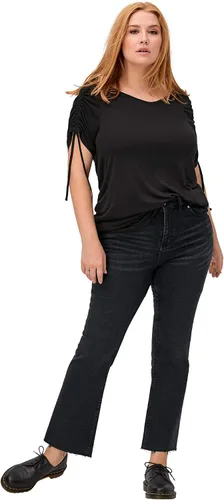 Vista 4 de Ellos Jeans cortos con corte de bota de talla grande para mujer