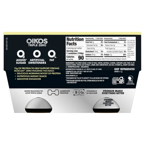 Vista 12 de Oikos Triple Zero - Yogur griego sin grasa, vainilla, 5.3 onzas, paquete de 4