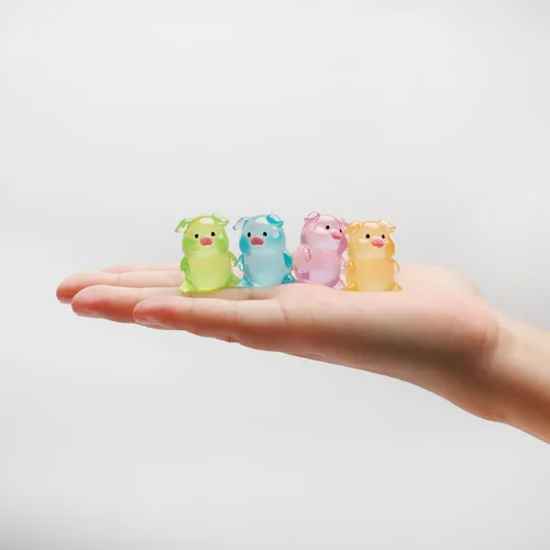 Vista 2 de Exasinine 30 figuras de cerdito en miniatura luminosas y pequeñas estatuas de cerdito para decoración de pasteles, manualidades, decoración