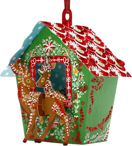 Vista 7 de Santoro Adorno de Navidad colgante de papel 3D (pan de jengibre)