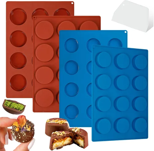 Vista 9 de Webake Juego de moldes para discos de pastel de tamaño pequeño, moldes planos de silicona para tartas de 1.75 x 0.75 pulgadas, sin BPA, 2 moldes y 1