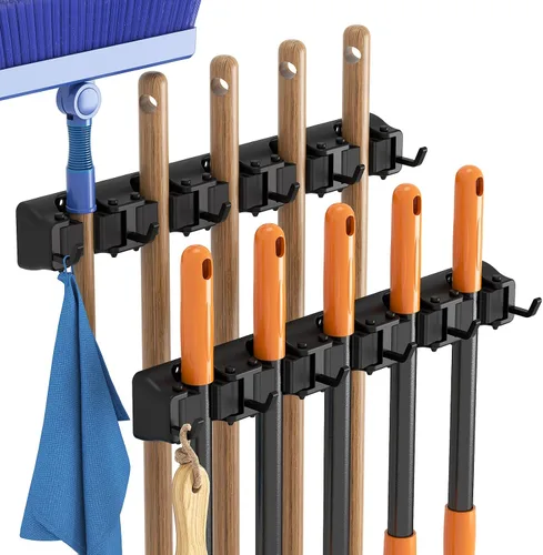 Vista 10 de Lifewit Soporte de pared para fregona y escoba, colgador de escoba antideslizante para organización de cocina, organizador de suministros