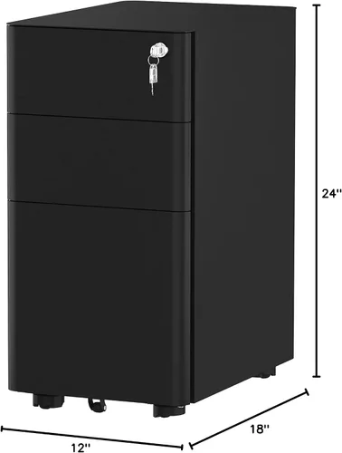 Vista 3 de Yitahome - Armario archivador de metal con 3 cajones para oficina, con llaves, compacto y portátil, gabinete de almacenamiento de oficina prearmado