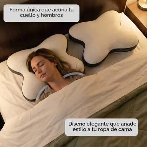 Vista 3 de pillosophy SleepTheory Almohada • Forma de mariposa • Núcleo de espuma viscoelástica • Contorneado para alineación de cuello y hombros • Funda