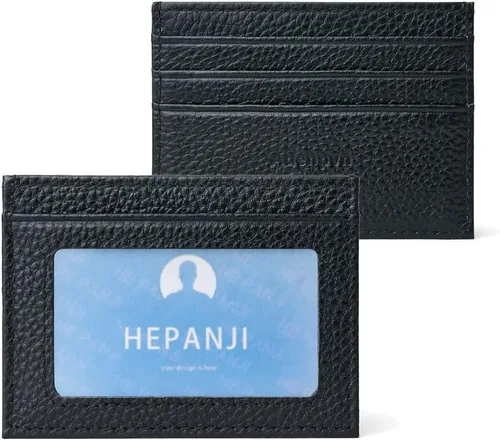 Vista 13 de Cartera de tarjeta de crédito de cuero genuino, billetera minimalista, inserciones de billetera delgada, 003, Estuche para tarjetas de crédito