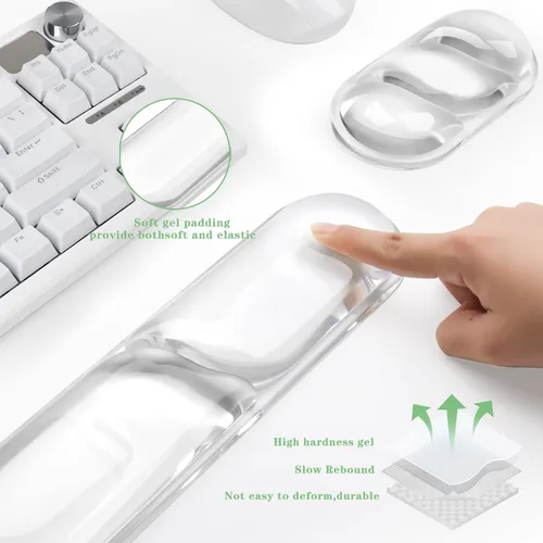 Vista 5 de Juego de reposamuñecas de gel para teclado y mouse pad Set Gel Blanco Transparente - 2