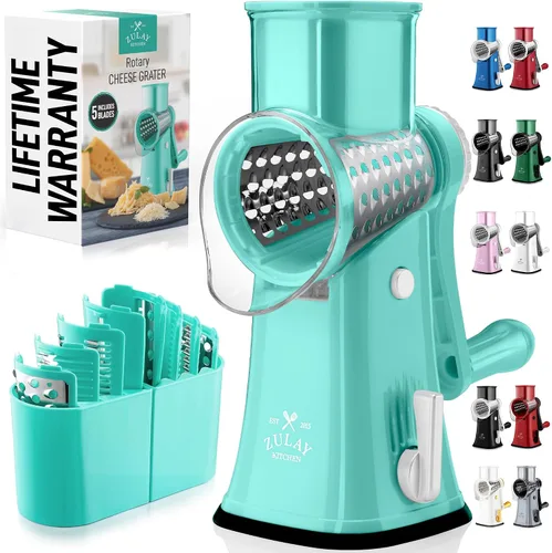 Vista 36 de Zulay Kitchen Rallador Rotativo de Queso de 5 Cuchillas Rallador de Queso - Rallador de Queso Manual de Manivela con Succión Reforzada y 5 Tambores