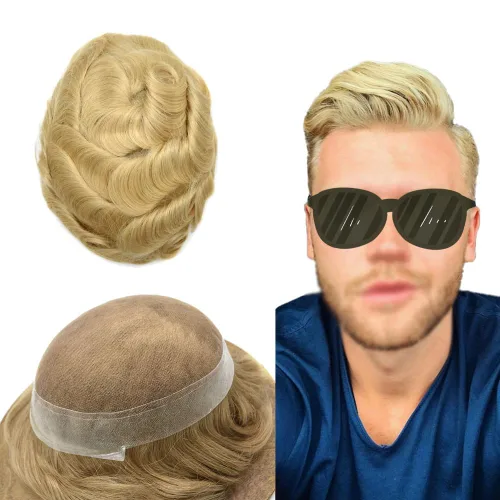 Vista 27 de Mens Toupee Hair Piece Real Cabello humano suave francés Encaje Toupee para hombres Sistema de reemplazo de cabello Hombres Hairpieces Hombres