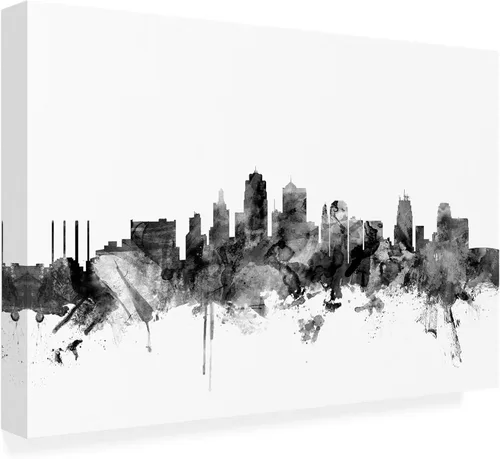 Vista 7 de Trademark Fine Art Kansas City Skyline B&W by Michael Tompsett, 12x19 pulgadas