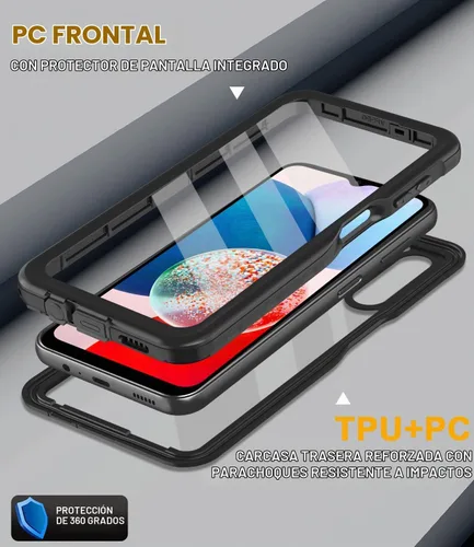 Vista 2 de Funda impermeable para Samsung Galaxy A14 5G, protector de pantalla integrado, cuerpo completo de 360°, resistente a prueba de golpes, a prueba