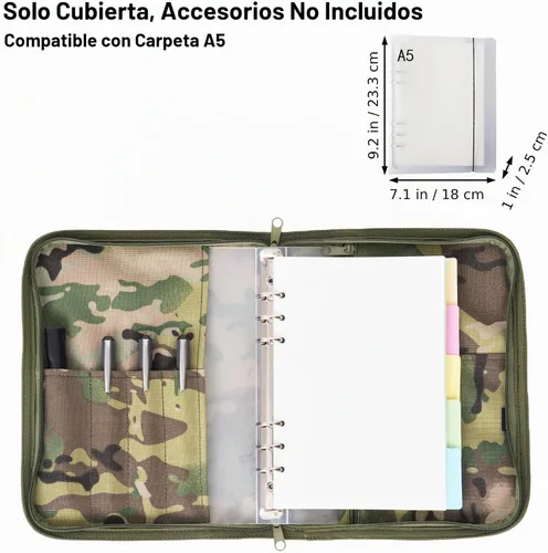 Vista 2 de Cubierta de carpeta grande OCP A5, funda militar militar para cuaderno con cremallera