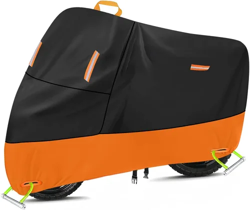 Vista 9 de Funda impermeable para 1 bicicleta, 300D Oxford, agujeros de bloqueo, hebillas reflectantes, resistentes al viento, lona de bicicleta para bicicleta