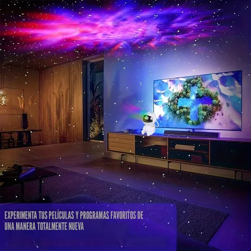 Vista 3 de Proyector de Estrellas de Astronauta, Luz de Galaxia Proyector de Estrellas para Niños, 8 Modos Control Remoto y Luces LED Ajustables de 270°