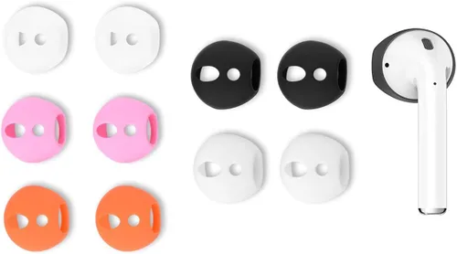 Vista 4 de Zotech 2 pares de auriculares para auriculares Apple y AirPods 1 y 2, auriculares de goma delgados superfinos y accesorios para la piel (negro)