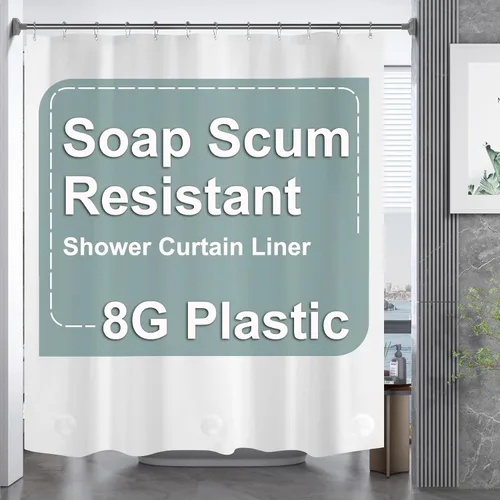 Vista 28 de AmazerBath Cortina de ducha larga de 36 x 84 pulgadas, cortina de ducha transparente de PEVA grueso resistente, cortina estrecha con 2 piedras