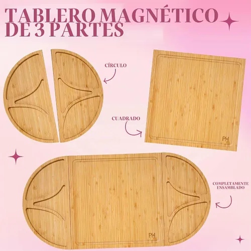 Vista 4 de Juego de tabla para embutidos y bandeja de servir Paris Hilton, tabla de bambú magnética y personalizable con utensilios para queso, set de 7