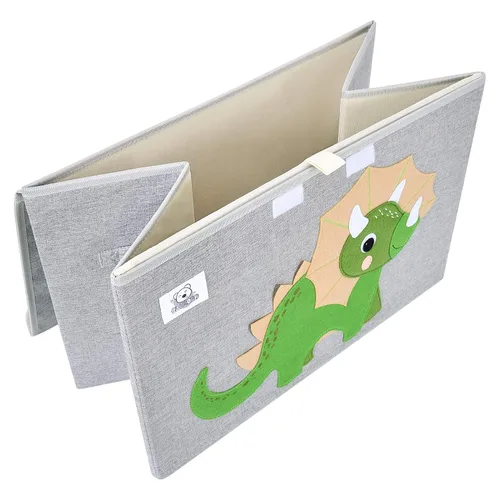 Vista 4 de CLCROBD Cofre plegable grande de juguetes para niños con tapa abatible, organizador de almacenamiento de juguetes de animales de tela plegable