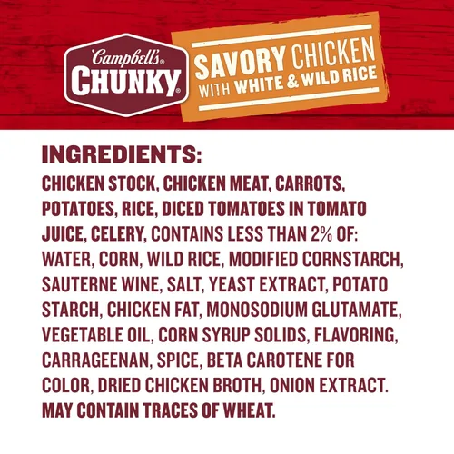 Vista 3 de Campbell's Chunky Soup, Sopa de Pollo Sabroso con Arroz Blanco y Silvestre, Lata de 18.8 Oz