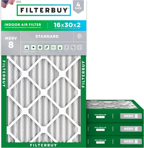 Vista 88 de Filterbuy - Filtros de aire de repuesto MERV 8, protección contra el polvo, plisados, para caldera y sistema HVAC, 20 x 25 x 1 pulgadas, paquete