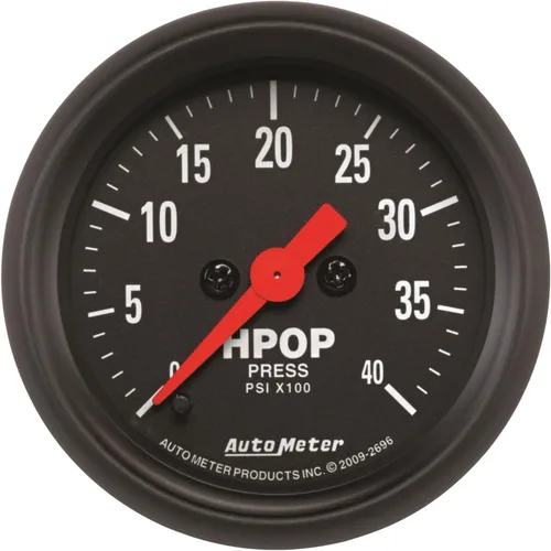 Vista 2 de AUTO METER Manómetro de bomba de aceite de alta presión de la serie Z 2696, 2.3125 pulgadas.