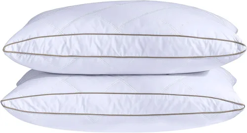 Vista 9 de puredown Almohadas de plumas de ganso y plumón, almohadas de lujo premium con funda 100% algodón, paquete de 2, tamaño estándar, 20 x 26 pulgadas