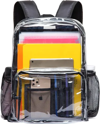Vista 4 de Vorspack Mochila transparente de PVC resistente con correa reforzada para el lugar de trabajo universitario