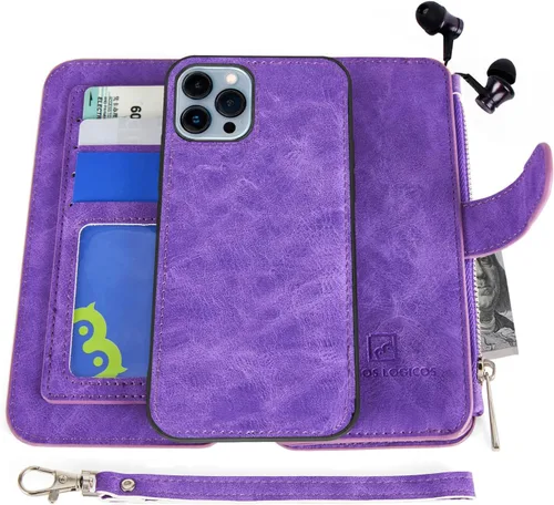 Vista 9 de MODOS LOGICOS Funda para iPhone 11, cartera desmontable, 2 en 1, almacenamiento en efectivo con cremallera, hasta 14 ranuras para tarjetas, 1 Negro