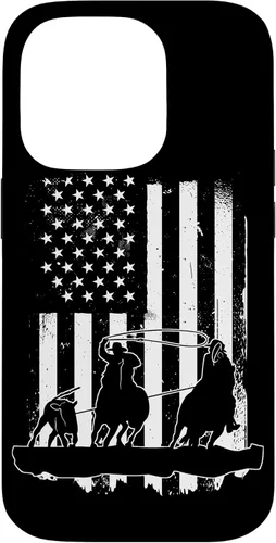 Vista 17 de USA Flag Team Roping Design Rodeo Western Horse Country Case for iPhone 17