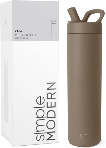 Vista 27 de Simple Modern Botella de agua con tapa de pajilla Termo de acero inoxidable aislado Botellas de agua reutilizables para viajes para gimnasio
