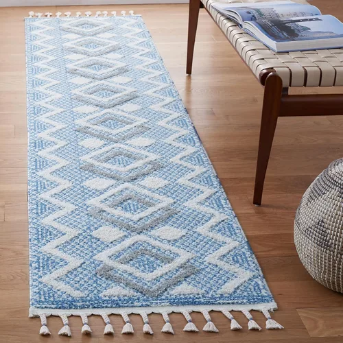 Vista 12 de SAFAVIEH Tapete grueso marroquí con borlas, 2 pies 2 pulgadas x 9 pies, color marfil y negro, no desprende pelusa y de fácil cuidado, 0.75 pulgadas