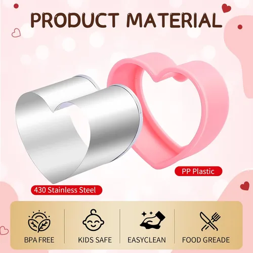 Vista 3 de BakingWorld Juego de 9 cortadores de galletas de acero inoxidable con forma de corazón, para pasteles, galletas